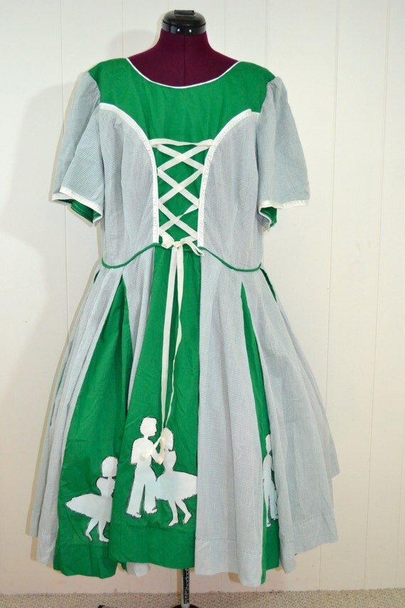 Vintage Plus Size Square Dancing Dress with Full Skirt size