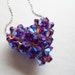 Purple Aurora Borealis Swarovski Crystal Puffy 3D Heart Pendant with Sterling Silver Italian Chain Necklace