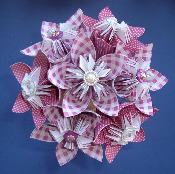 origami flower stem kusudama Bouquet  Violet,  Flower 7  Kusudama,  Origami Lavender Paper Stem