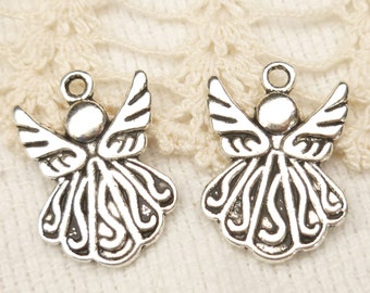 Adorable Swirly Angel Charms - Antique Silver (6)
