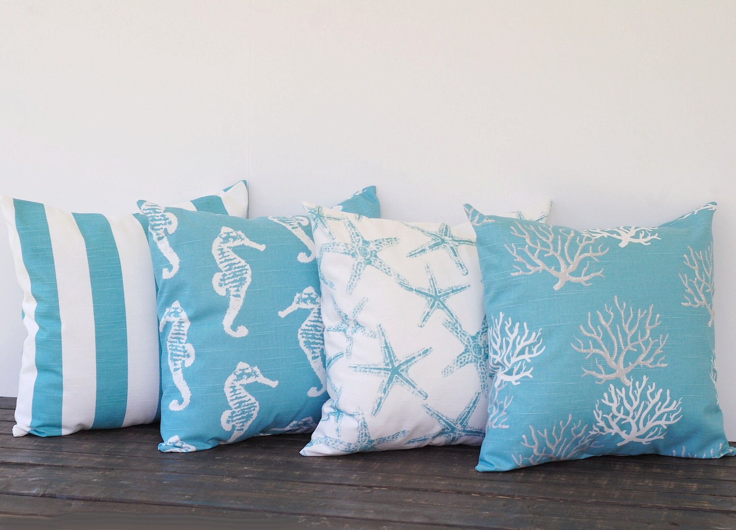 Coastal Blue pillow cover 20 x 20 set of Four