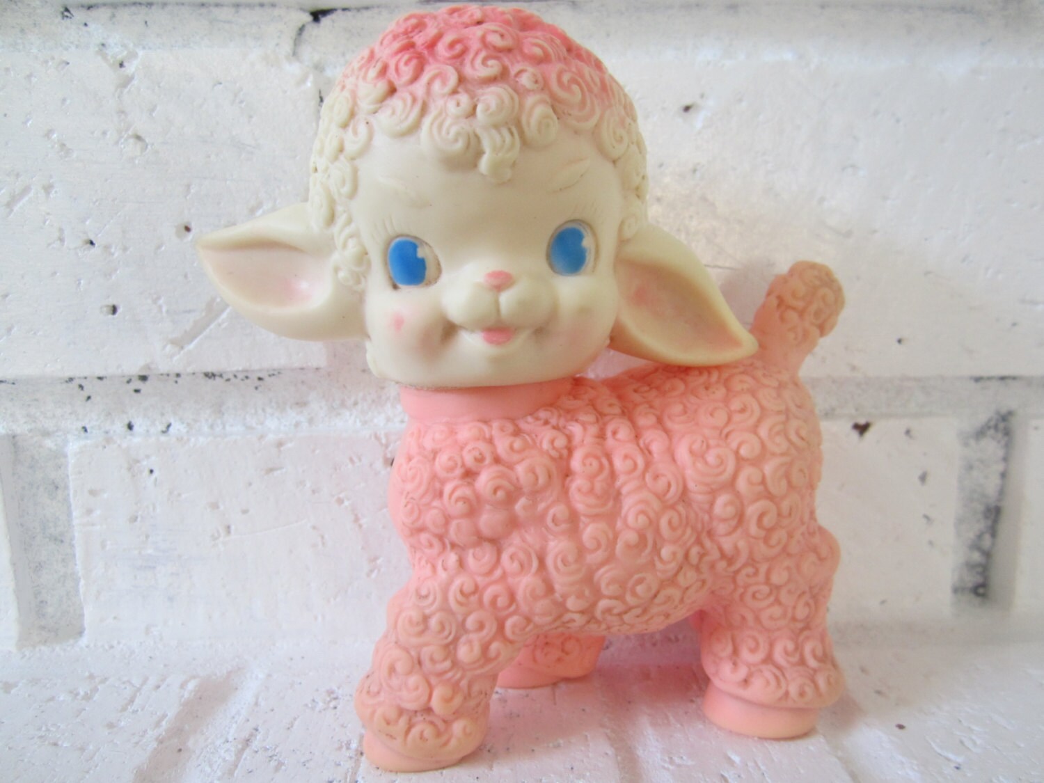 Sun Rubber company Rubber Squeaky toy PINK Lamb 1955