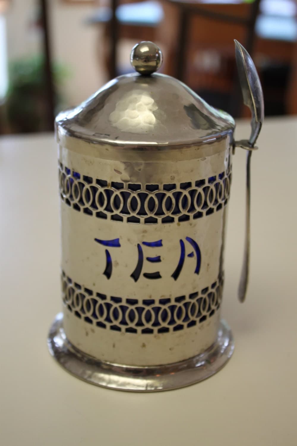 Vintage Very Unique Loose Tea Storage Metal Container with