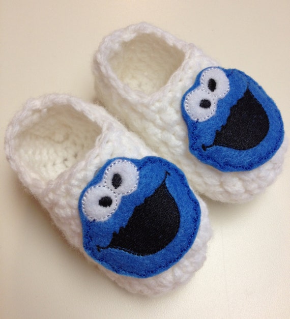 Items similar to White Cookie Monster Slippers, size 4 on Etsy