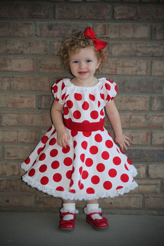 Items similar to Shirley Temple inspired red polka dot twirl dress 6mos ...