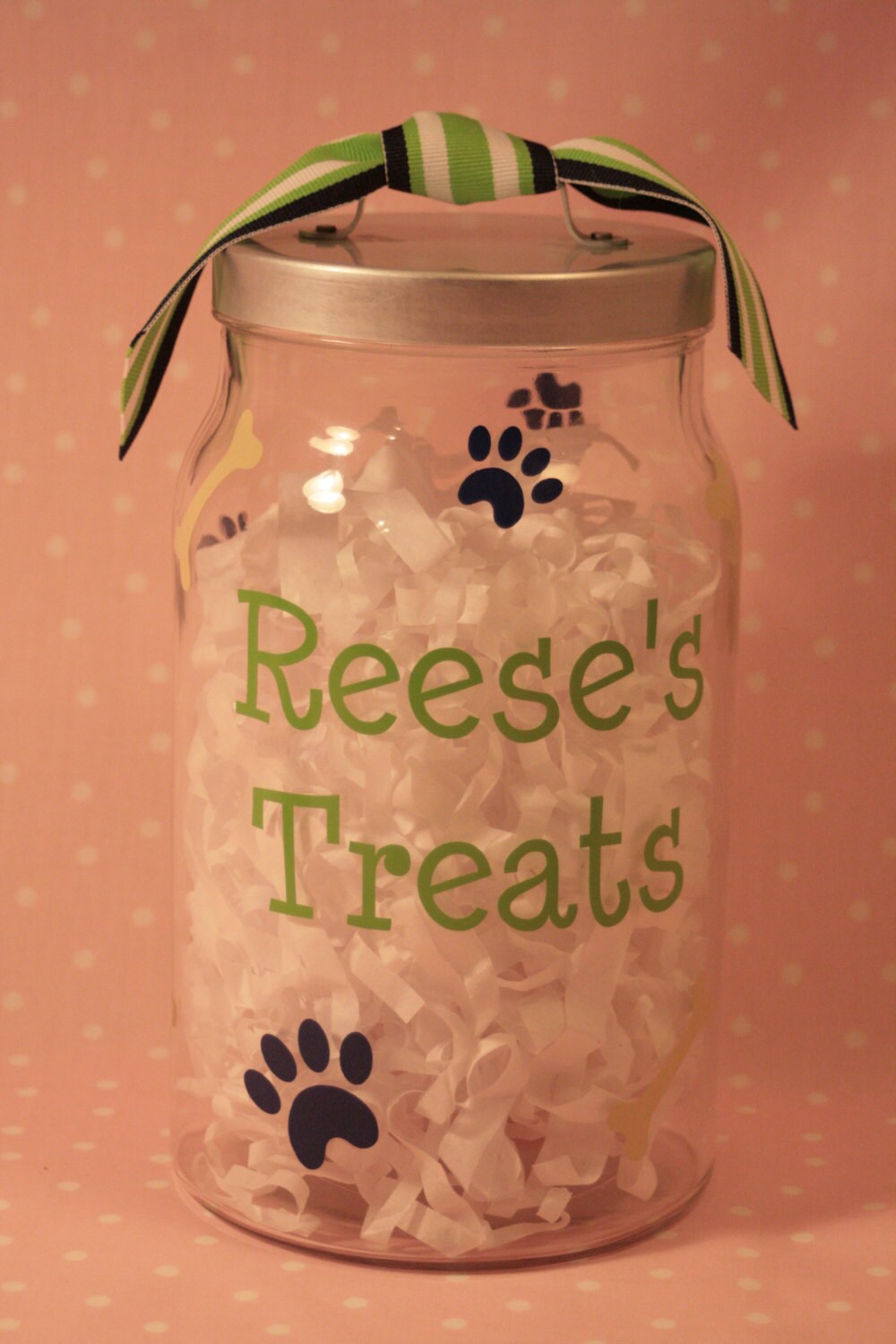 Dog Treats Jar Large Glass Treat Jar 74 oz by MarleyintheMiddle