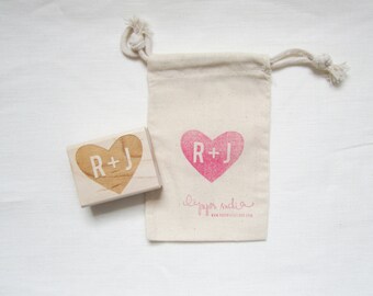 Wedding Monogram Stamp - Custom Wedding Stamp with Heart and Initials