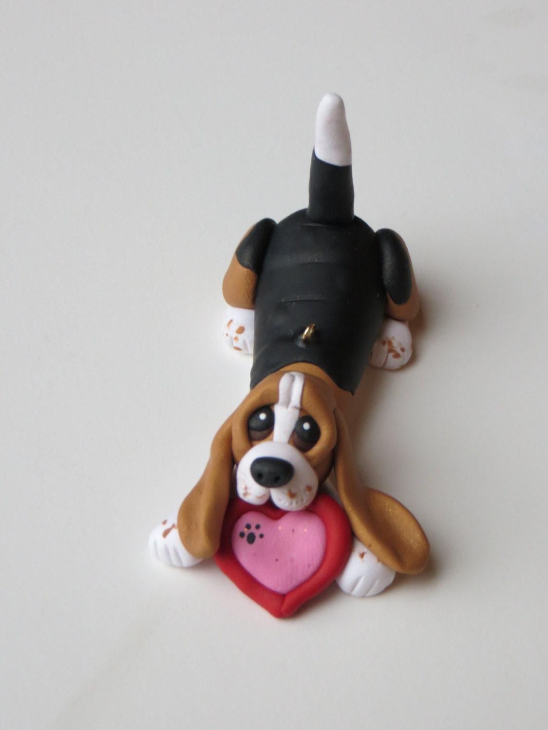 Basset Hound dog Ornament Polymer Clay Figurine Ringholder