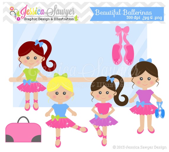 INSTANT DOWNLOAD, ballerina clip art, dance clipart, for commercial use, scrapbooking, invitations Il_570xn