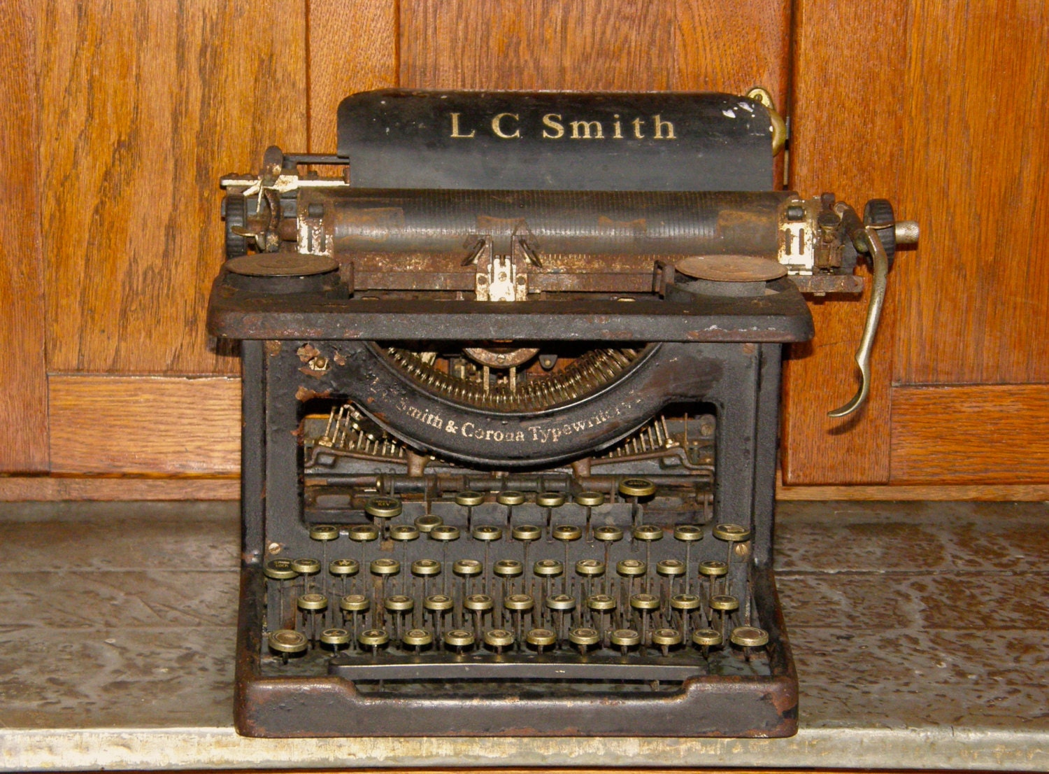 1909 Antique Typewriter Early L C Smith & Corona Cast Iron