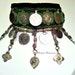 Green lace Tribal Fusion Belly Dance choker. OOAK necklace with Kuchi coins and Turkoman amulets. Womens ethnic jewelry.