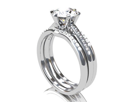 engagement ring set white sapphire engagement Diamond band