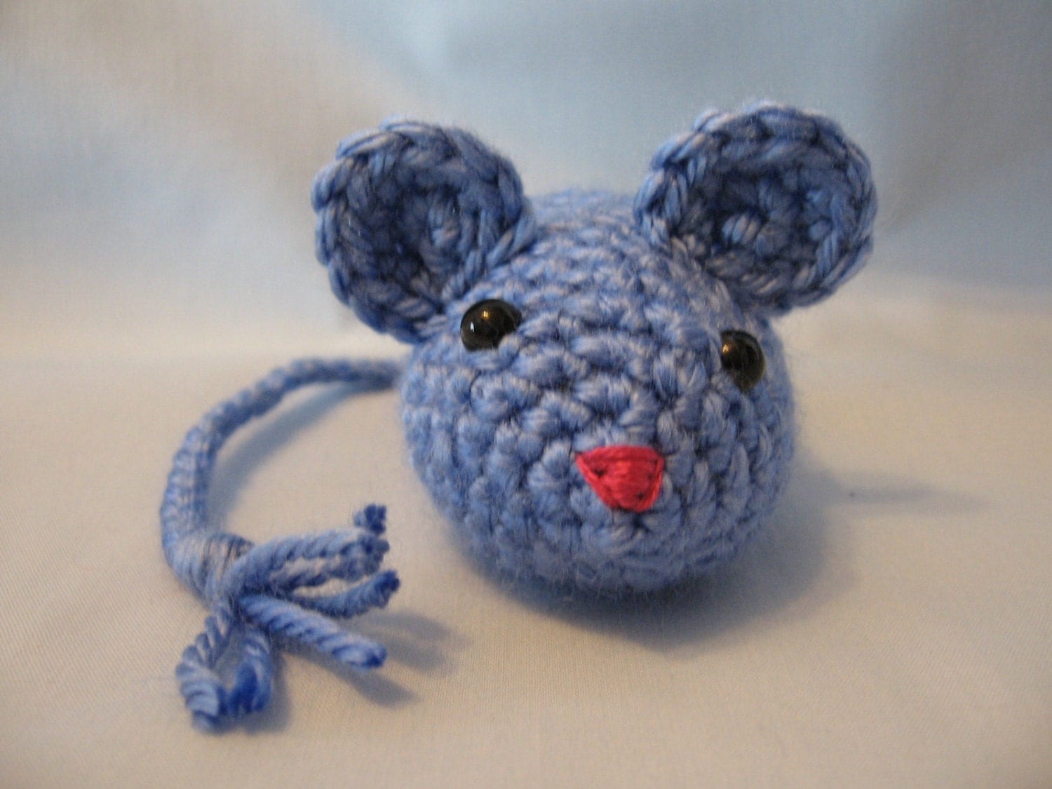 Cat Toy Crochet Mouse Catnip Filled Berry Blue Colored