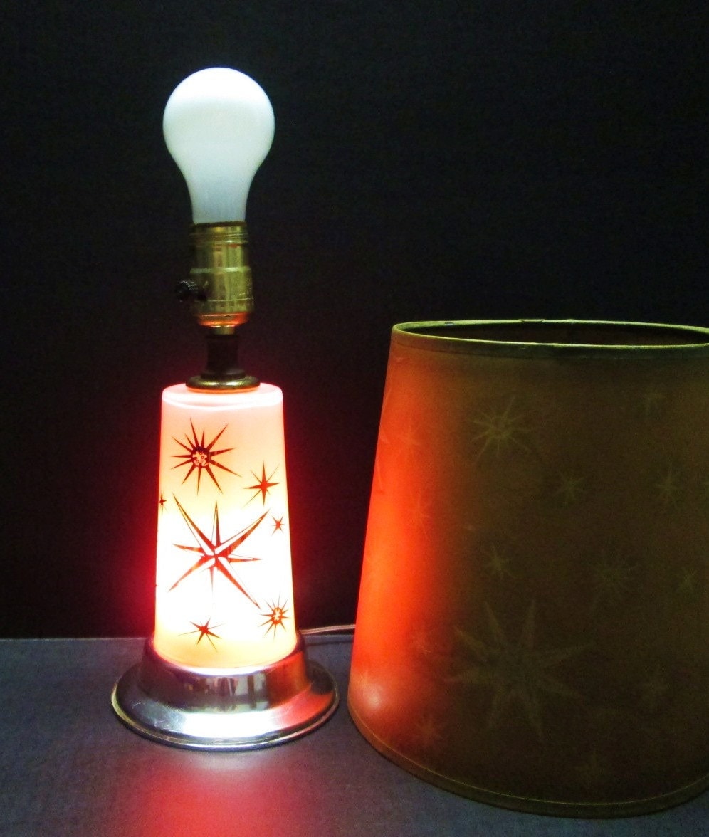 Retro Mid Century Atomic Lamp Lighted Starburst Base