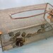 1960s Vintage Tissue Box cover Metal Mesh with Leaves and Roses, Flowers Gold
