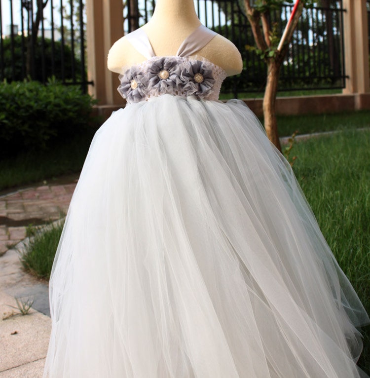 Flower Girl Dress Grey tutu dress baby by coloranglesBoutique