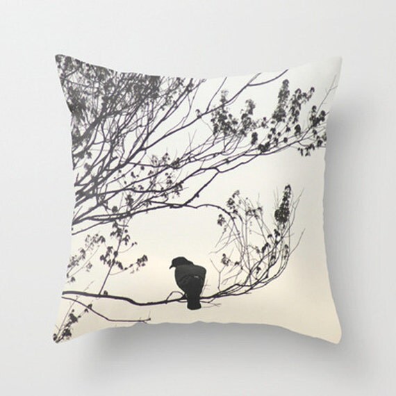 Items similar to Spring Silhouette Photo Pillow Cover, Black Bird Photo ...