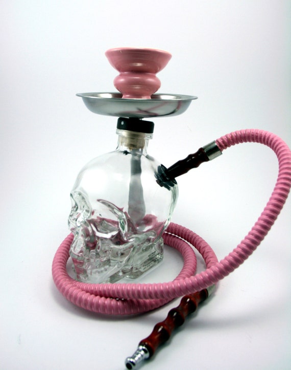 Custom Hookah Pink 750ML Skull Head Glass Bottle Shisha With