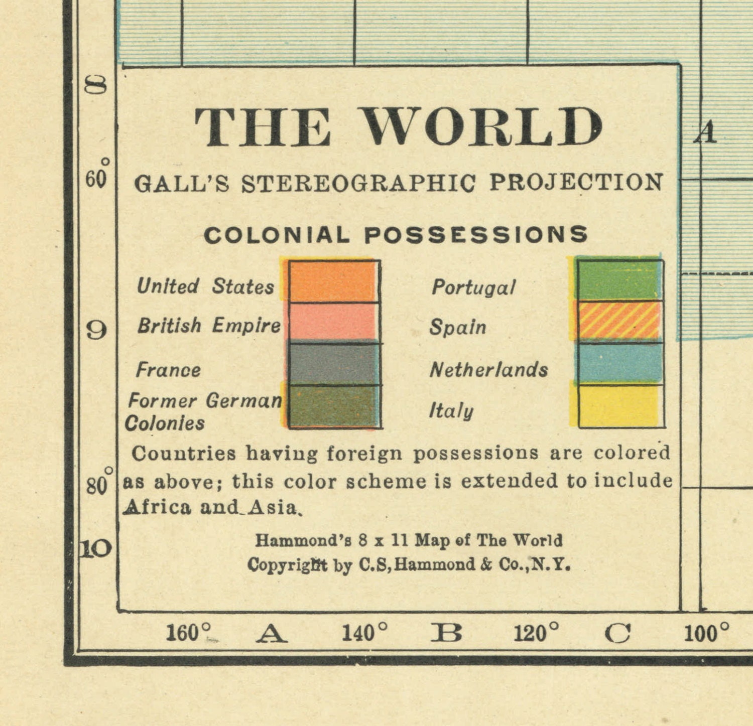 Vintage Map World From 1930 Original