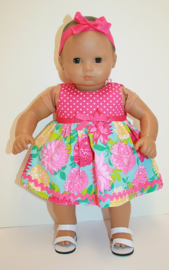 Spring Dress for American Girl Bitty Baby Doll Pink Polka