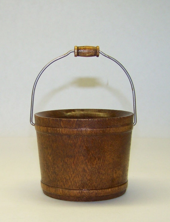 Vintage Miniature Wooden Bucket Wishing by CountrySquirrelFinds