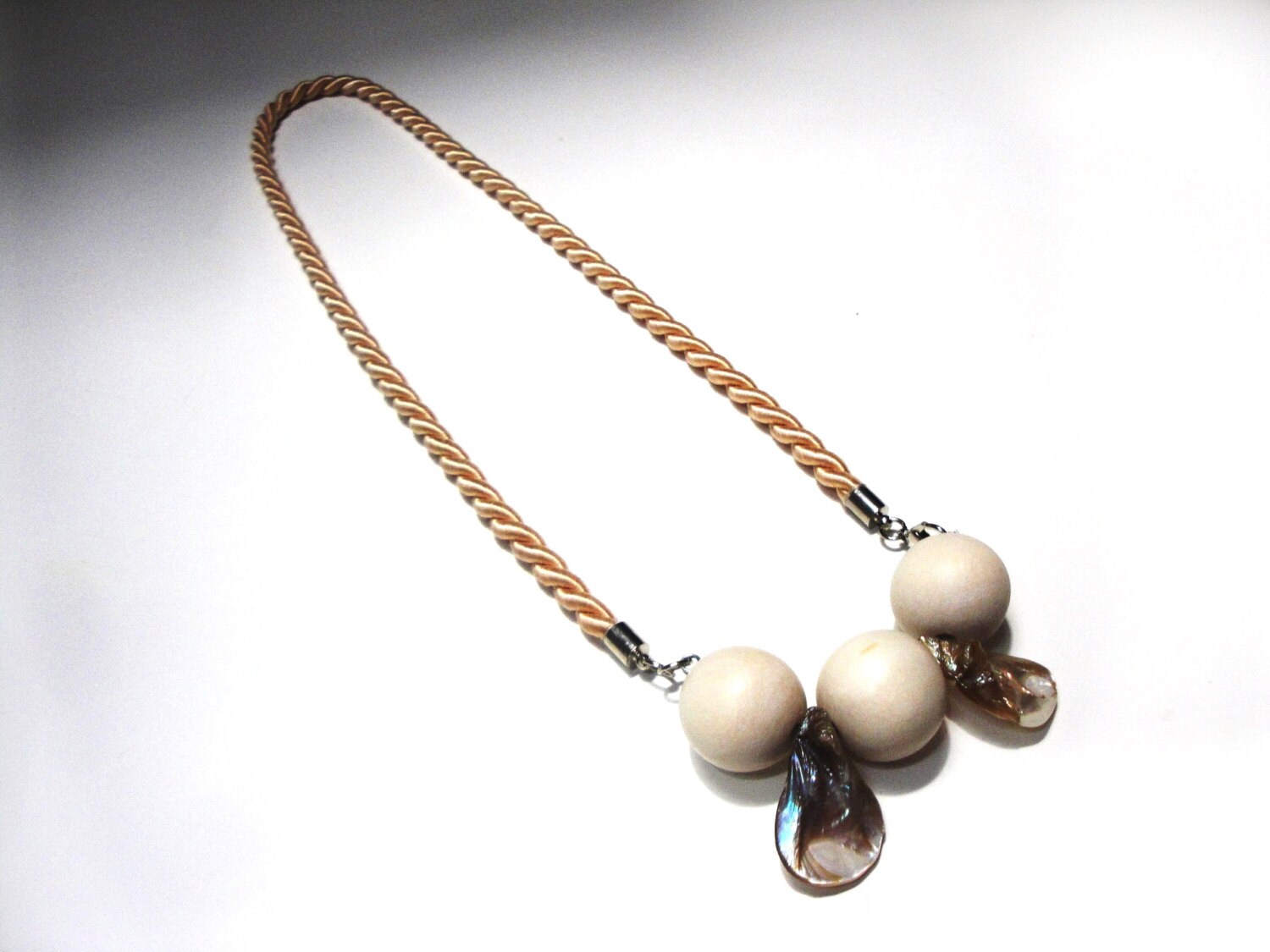 Organic rope necklace with beads and shells by Beh1ndByMK on Etsy