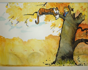 Calvin and Hobbes carved crayon