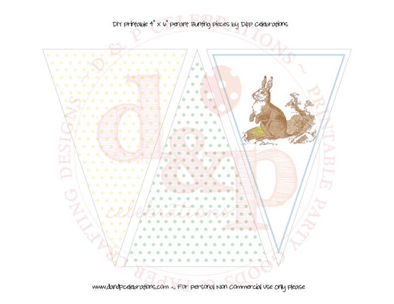 DIY Printable Swiss Dots Bunny Design Banner Pieces INSTANT DOWNLOAD Il_570xn