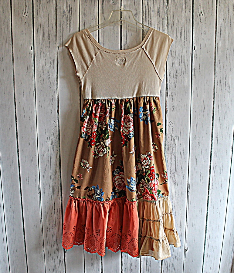 Boho Women's Upcycled Dress / Praire Chic / Ladies