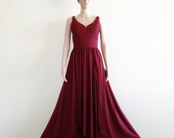 Burgundy Prom Dress.Long Bridesmaid Dress