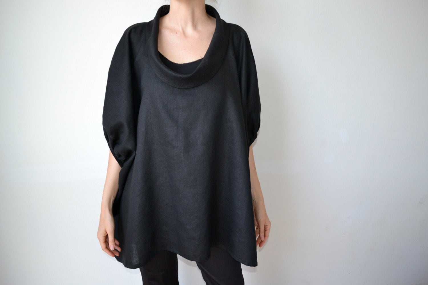  Black  linen top linen tunic Plus  size  clothing  Plus  size 