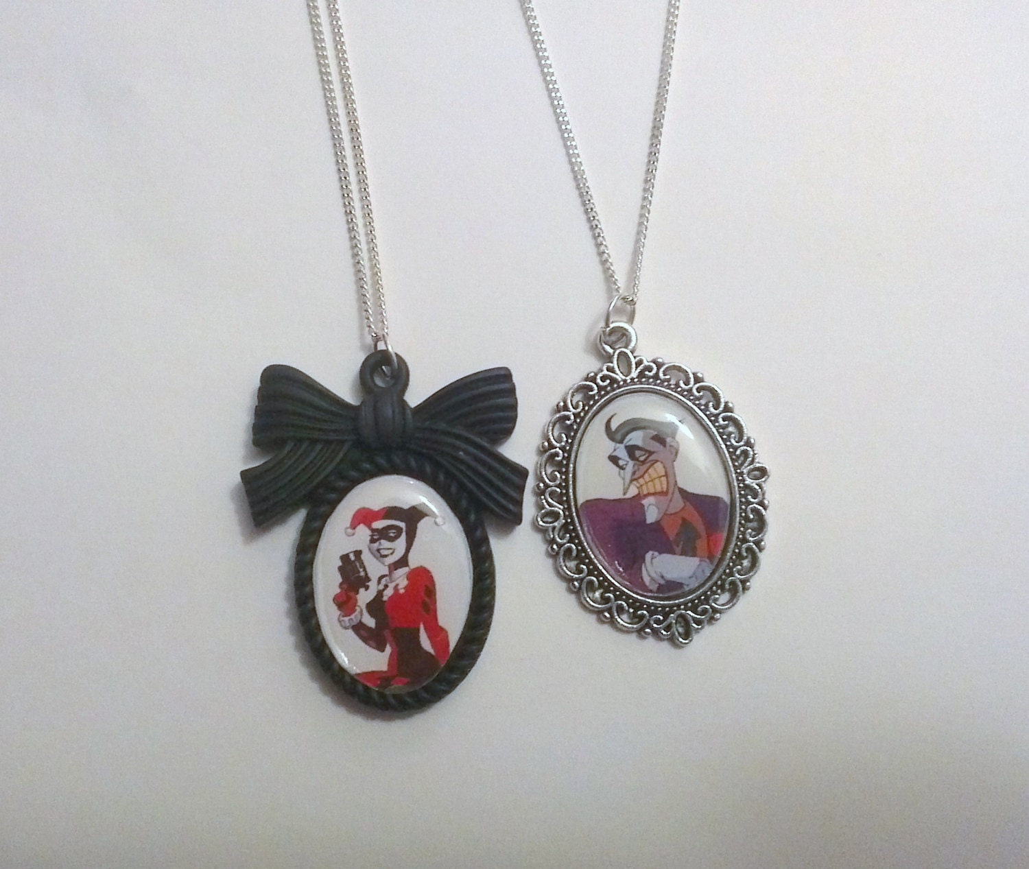 Harley Quinn or the Joker Cameo Necklace by BunnysBeadsUK on Etsy