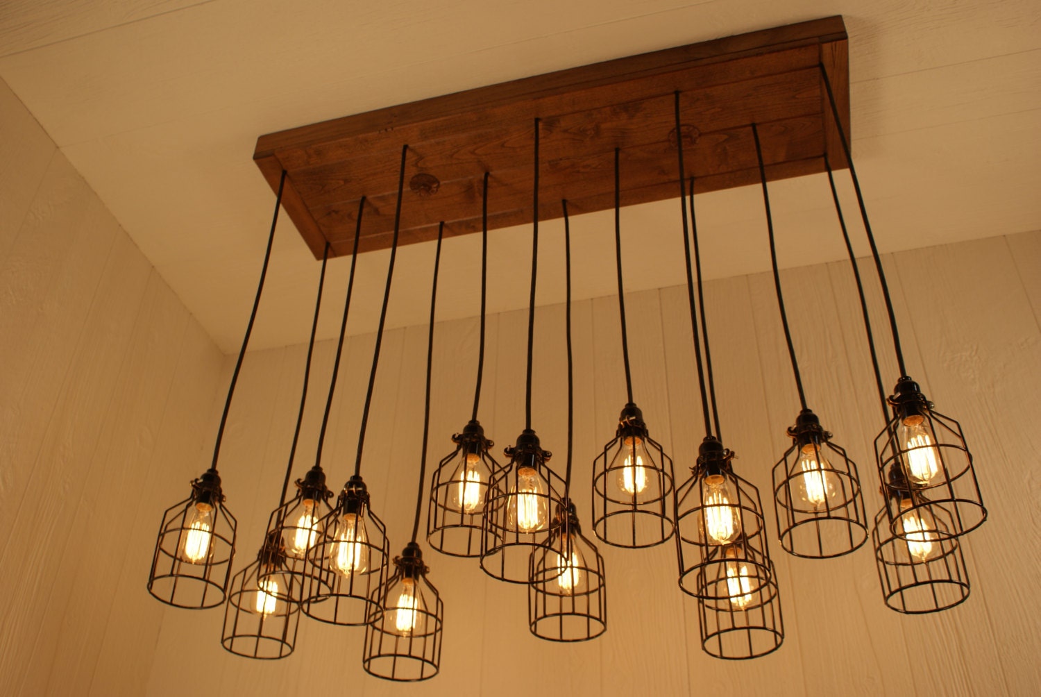 Cage Light Chandelier Cage Lighting by Bornagainwoodworks