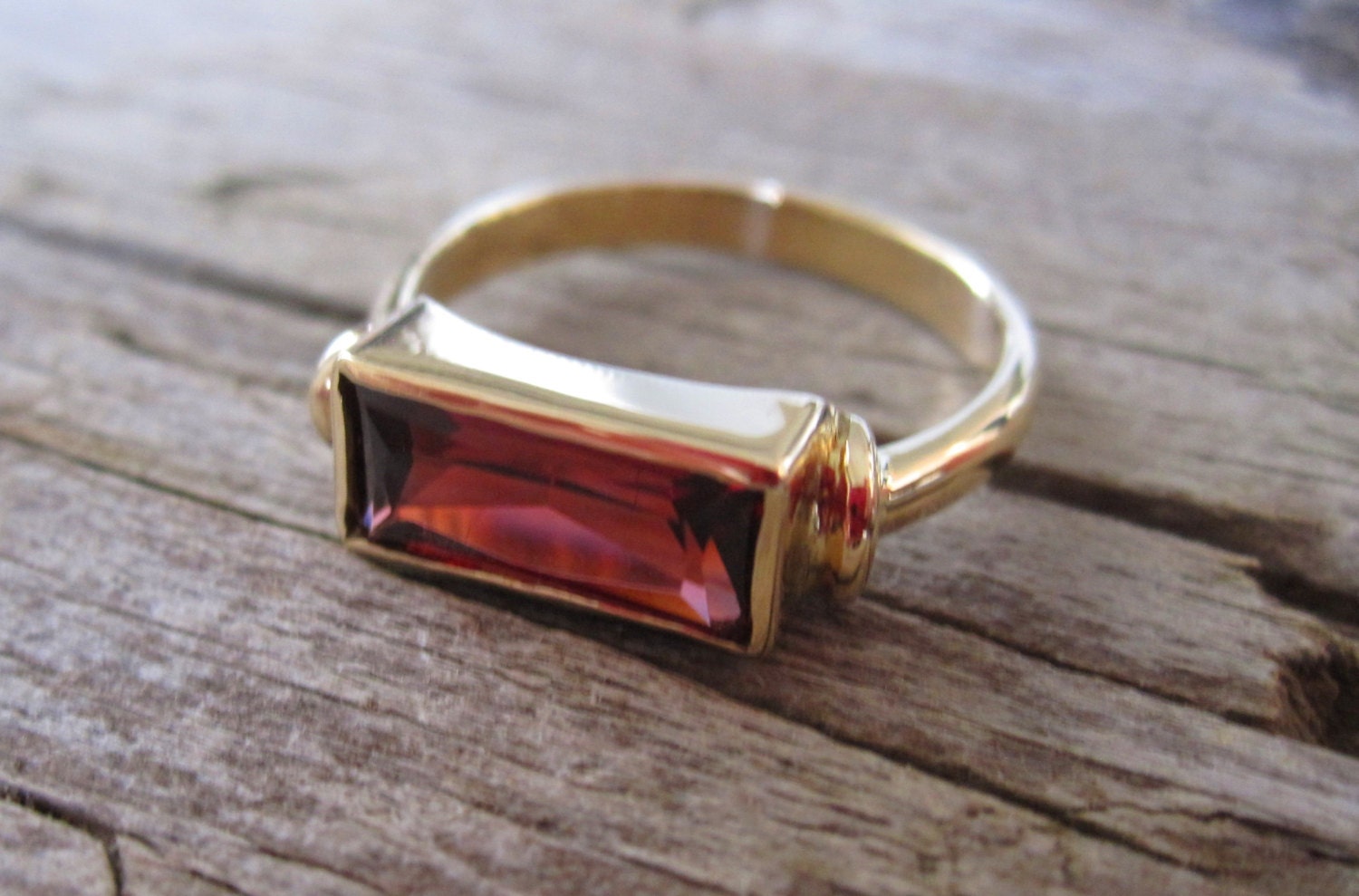 Rectangular Stacking Ring in 14K Solid Gold by Studio1040