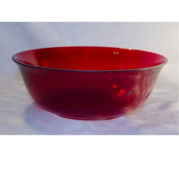 Vintage Ruby Red 9 Inch Serving Bowl or Dish by thewrenskeep