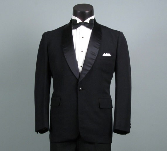 RESERVED Vintage Mens Tuxedo Dinner Jacket 1940s Black on