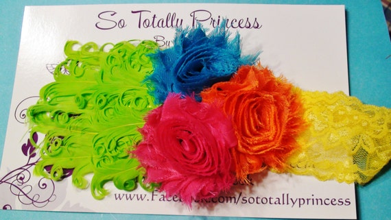Items similar to Girls curly nagorie feather headband/Shabby flower