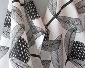Linen Cotton Dish Towels Black White Flowers - Tea Towels set of 2
