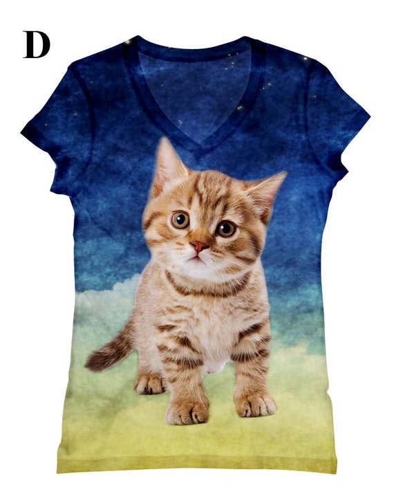 Items similar to woman cat print tank top t shirt XS Plus size 121