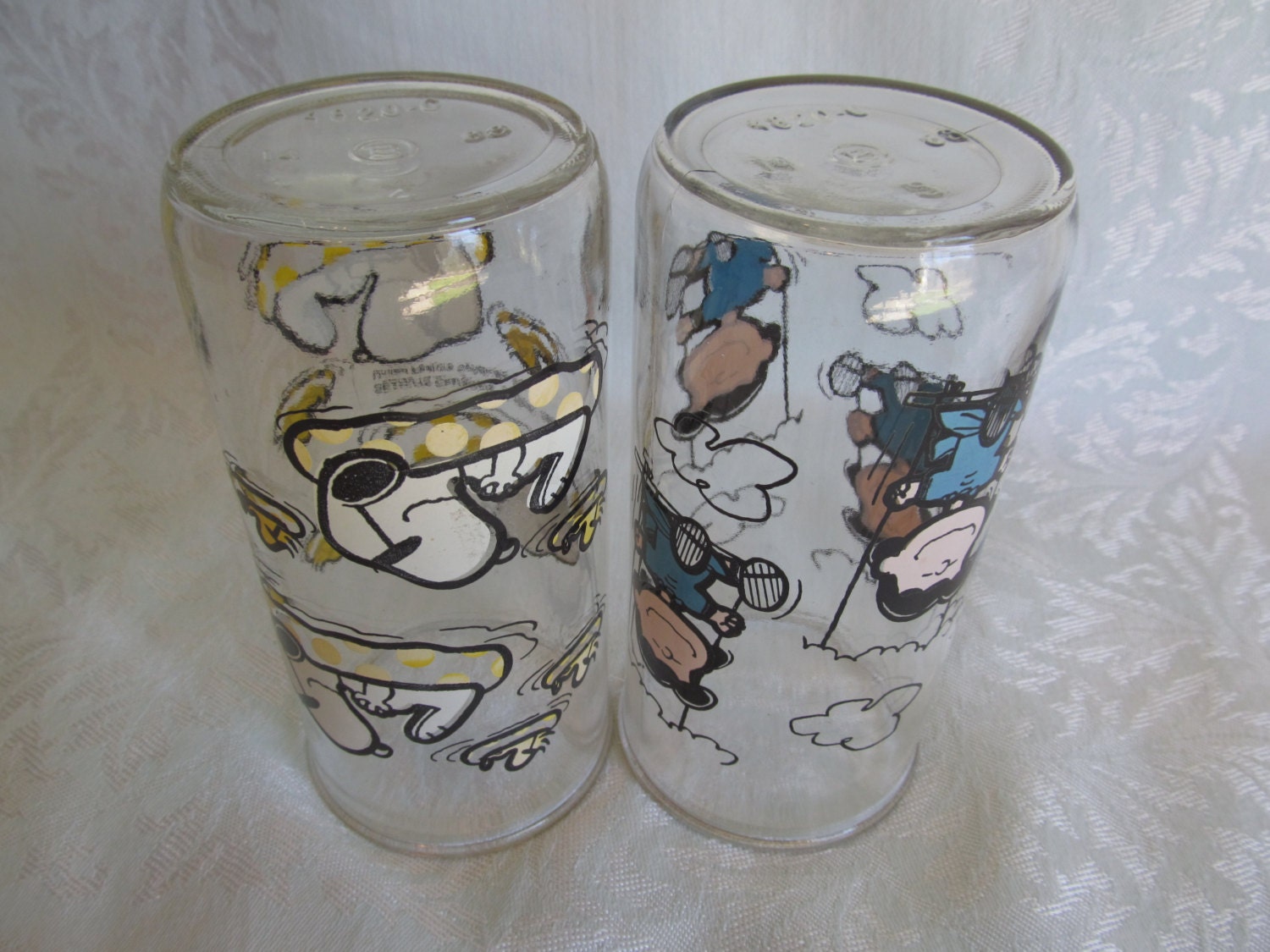 Vintage Peanuts Jelly Jar Glasses Snoopy and Lucy