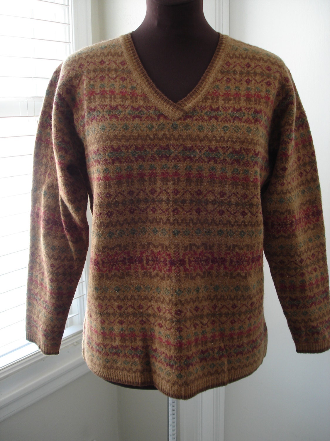 Vintage Woolrich Tan Sweater with Aztec Pattern 36 Bust