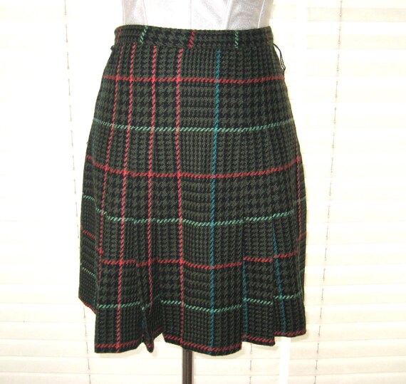 Green Plaid Pleated Skirt 116