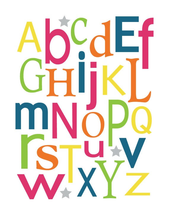 Modern Children's Kids Alphabet Wall Art Print by 7WondersDesign