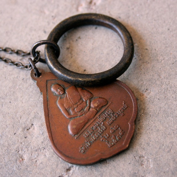 Red Bronze Multiple Buddha Necklace with Antique African Ring