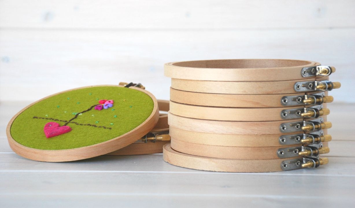 6 pack 5 or 6 Wooden Embroidery Hoop