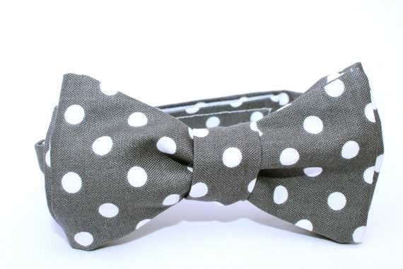 Items similar to Boy's Bow Tie - Charcoal Polka Dot - Adjustable ...