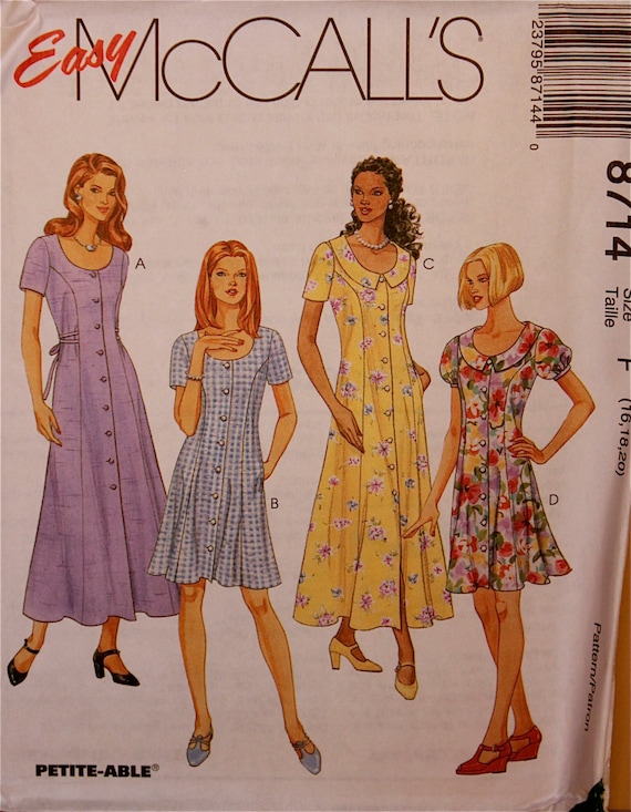 Items similar to Dress Scoop Neckline - 1990's - McCall's Pattern 8714 ...