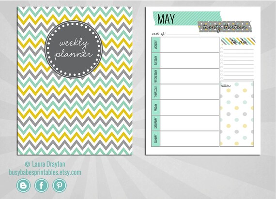 20132014 Weekly Planner aqua gold and by LauraDraytonCreative