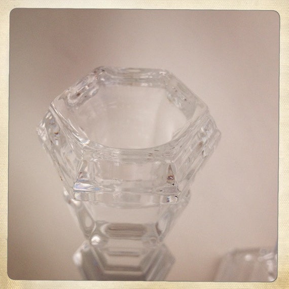 Vintage Tiffany & Co Crystal Candlesticks Pair