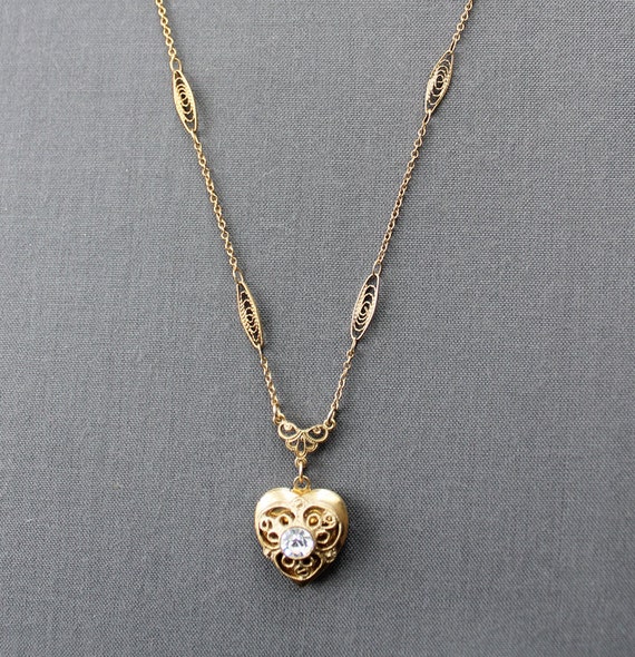 Vintage 1928 Jewelry Company Heart Locket Necklace gold locket